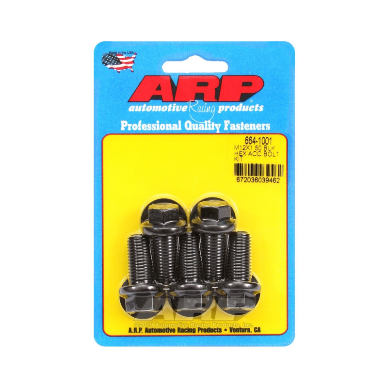 Set de șuruburi și piulițe universale ARP M12 x 1,50 – șuruburi hexagonale cu finisaj negru oxidat (x5) - ARP-664-1001 - 664-1001 - 3666618196077
